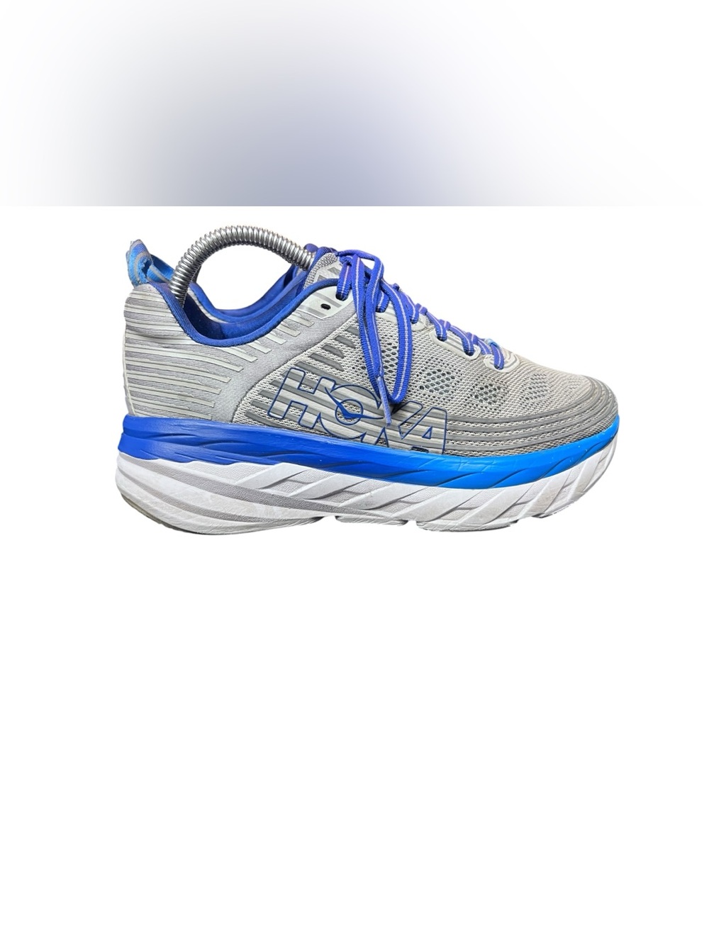 Hoka One One Bondi 6 Gray & Blue Lace-Up Sneakers Men’s Size 7 2E Wide - Picture 1 of 7